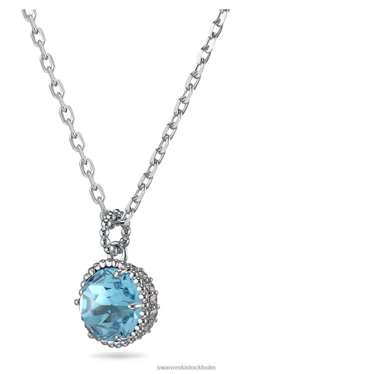 Swarovski födelsestenshänge rundskuret P28L299 Smycken marsch, blå, rodiumpläterad