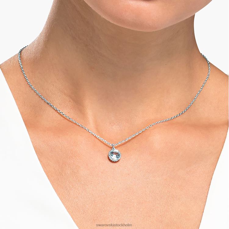 Swarovski födelsestenshänge rundskuret P28L312 Smycken april, vit, rodiumpläterad