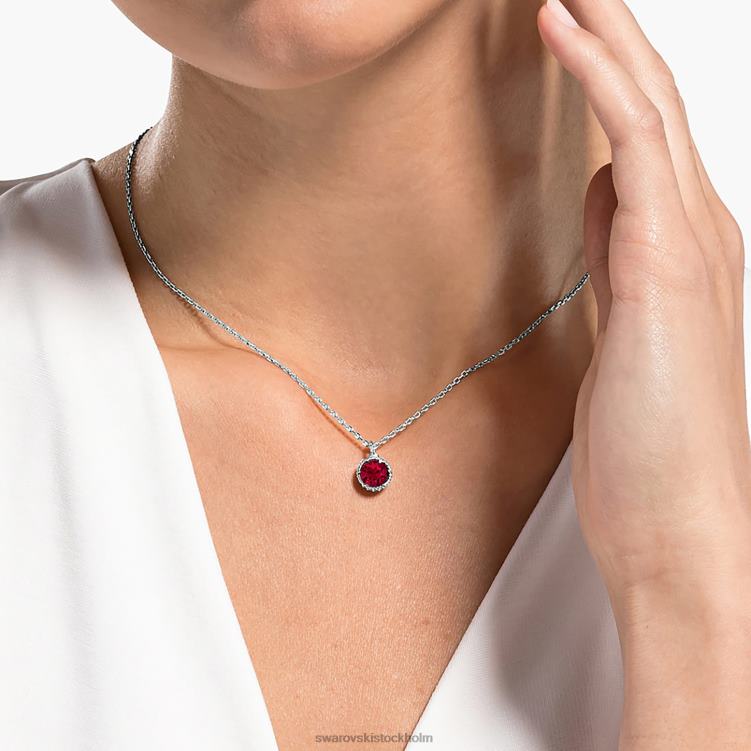Swarovski födelsestenshänge rundskuret P28L314 Smycken juli, röd, rodiumpläterad
