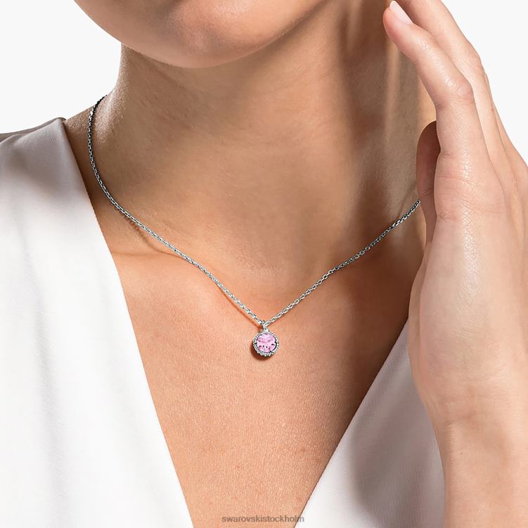 Swarovski födelsestenshänge rundskuret P28L315 Smycken oktober, rosa, rodiumpläterad