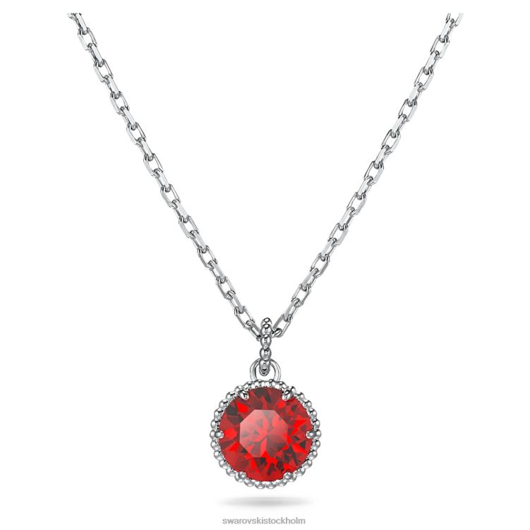 Swarovski födelsestenshänge rundskuret P28L317 Smycken januari, röd, rodiumpläterad