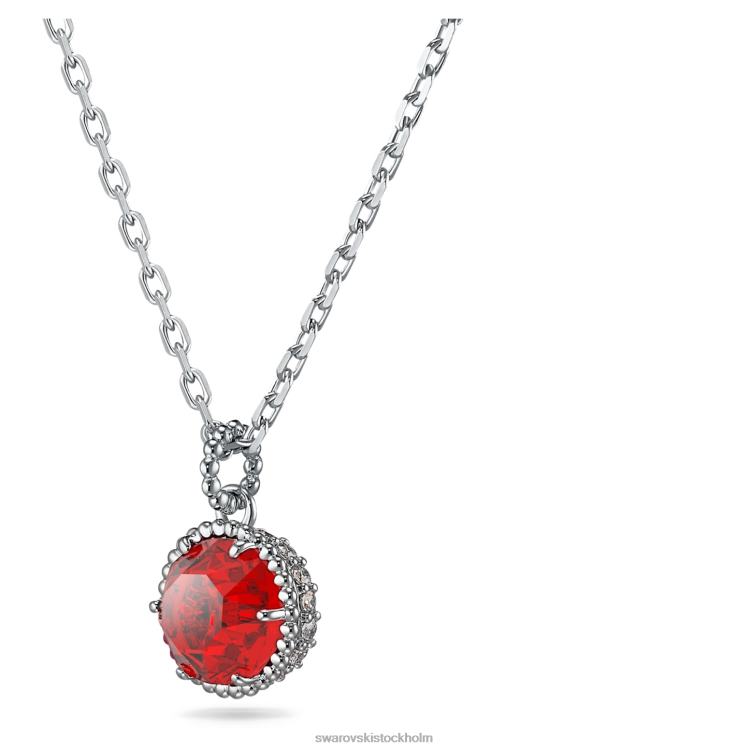 Swarovski födelsestenshänge rundskuret P28L317 Smycken januari, röd, rodiumpläterad