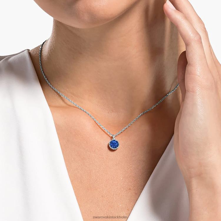 Swarovski födelsestenshänge rundskuret P28L321 Smycken september, blå, rodiumpläterad