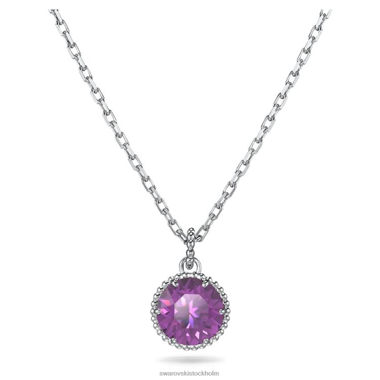 Swarovski födelsestenshänge rundskuret P28L323 Smycken februari, lila, rodiumpläterad