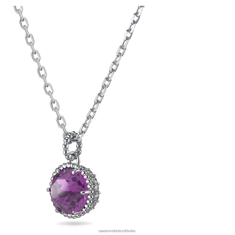 Swarovski födelsestenshänge rundskuret P28L323 Smycken februari, lila, rodiumpläterad