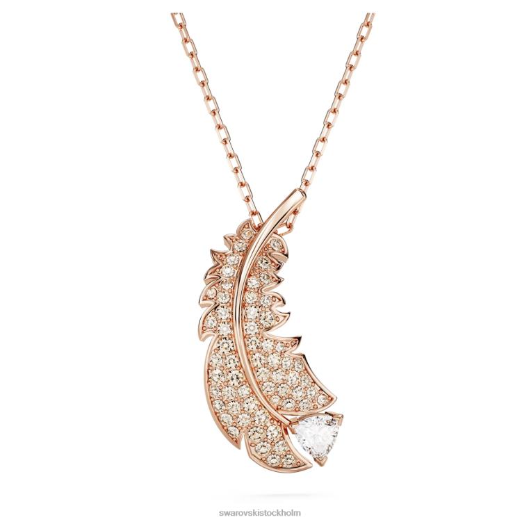 Swarovski fint hänge P28L280 Smycken fjäder, vit, roséguld pläterad
