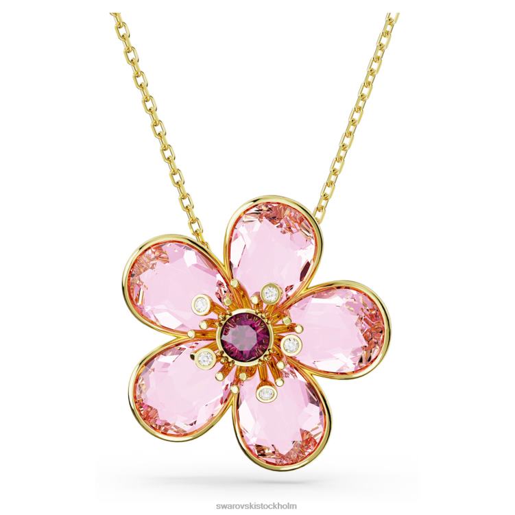 Swarovski florere hänge P28L160 Smycken blomma, rosa, guldfärgad