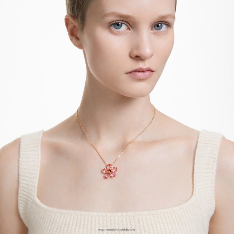 Swarovski florere hänge P28L160 Smycken blomma, rosa, guldfärgad