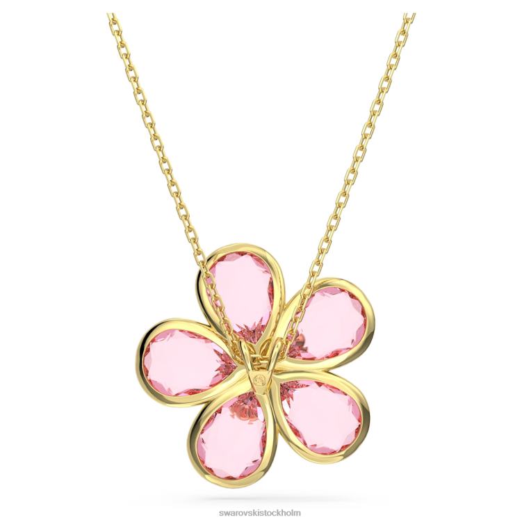Swarovski florere hänge P28L160 Smycken blomma, rosa, guldfärgad
