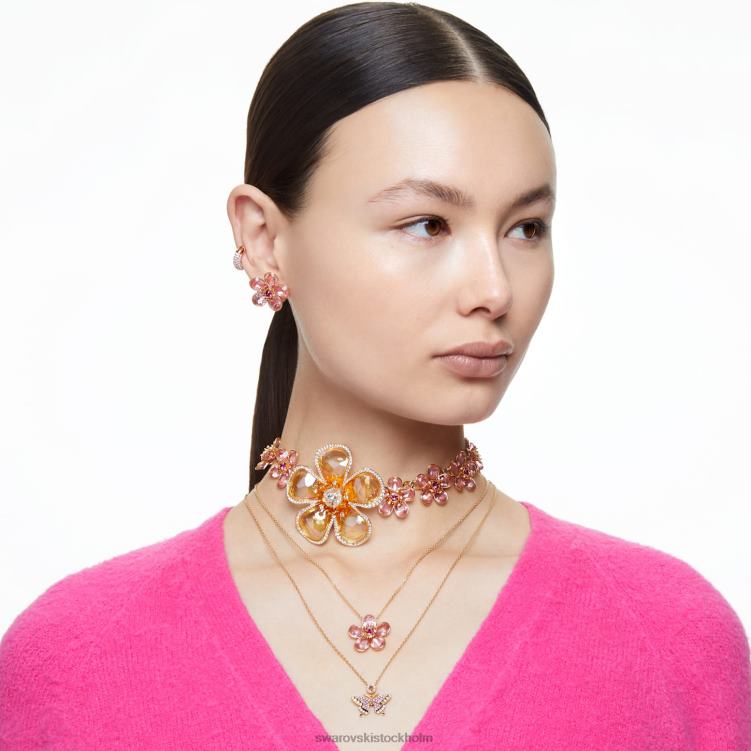 Swarovski florere hänge P28L160 Smycken blomma, rosa, guldfärgad
