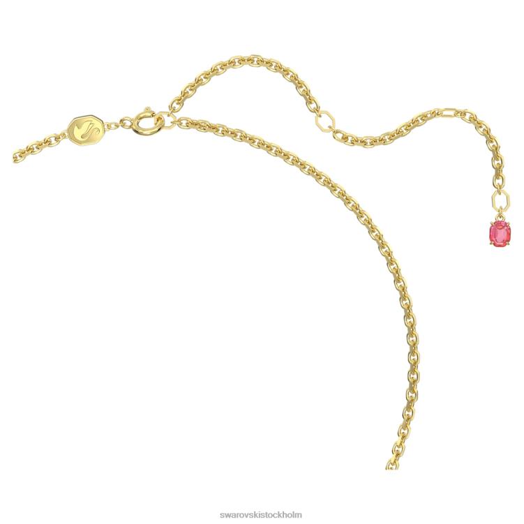 Swarovski florere hänge och brosch P28L331 Smycken bana, blomma, rosa, guldfärgad