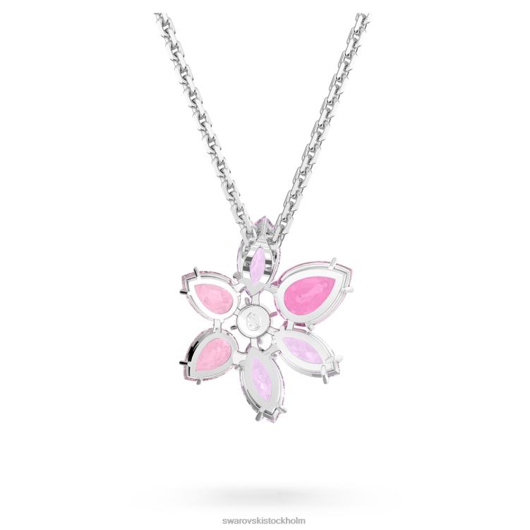 Swarovski gema hänge P28L161 Smycken blandade snitt, blomma, rosa, rodiumpläterad