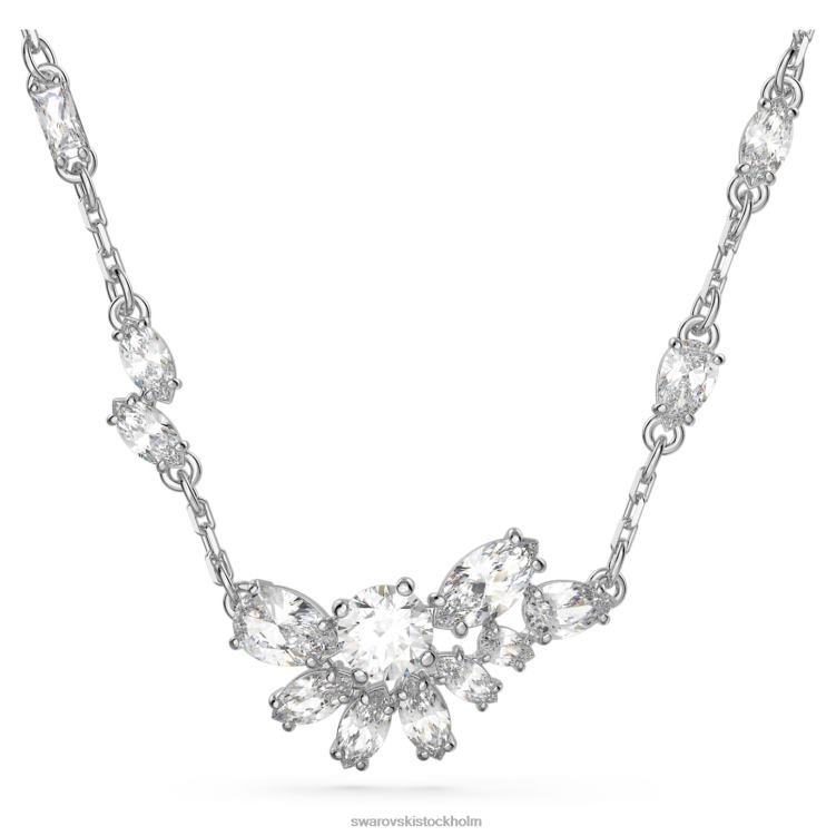 Swarovski gema hänge P28L194 Smycken blandade snitt, blomma, vit, rodiumpläterad