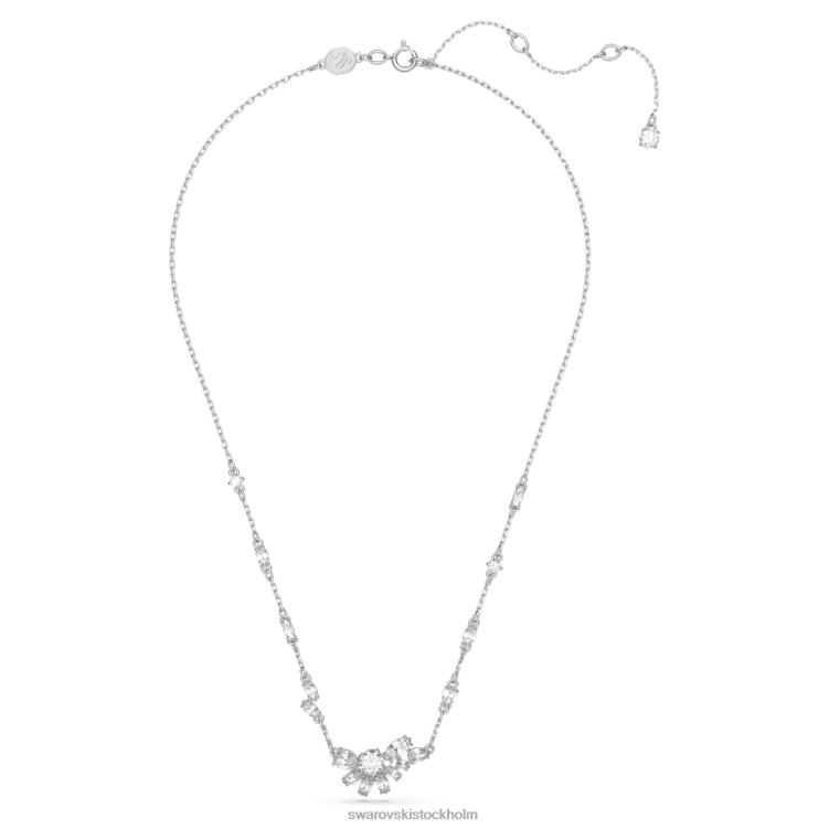 Swarovski gema hänge P28L194 Smycken blandade snitt, blomma, vit, rodiumpläterad