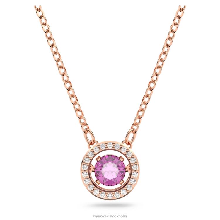 Swarovski glittrande danshänge P28L295 Smycken rund skuren, lila, roséguld pläterad