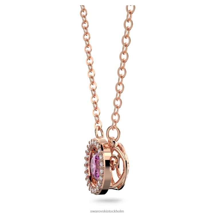 Swarovski glittrande danshänge P28L295 Smycken rund skuren, lila, roséguld pläterad