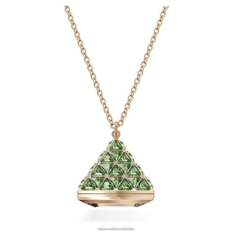 Swarovski hängande klocka P28L224 Smycken triangelskuren, grön, champagneguldfärgad finish