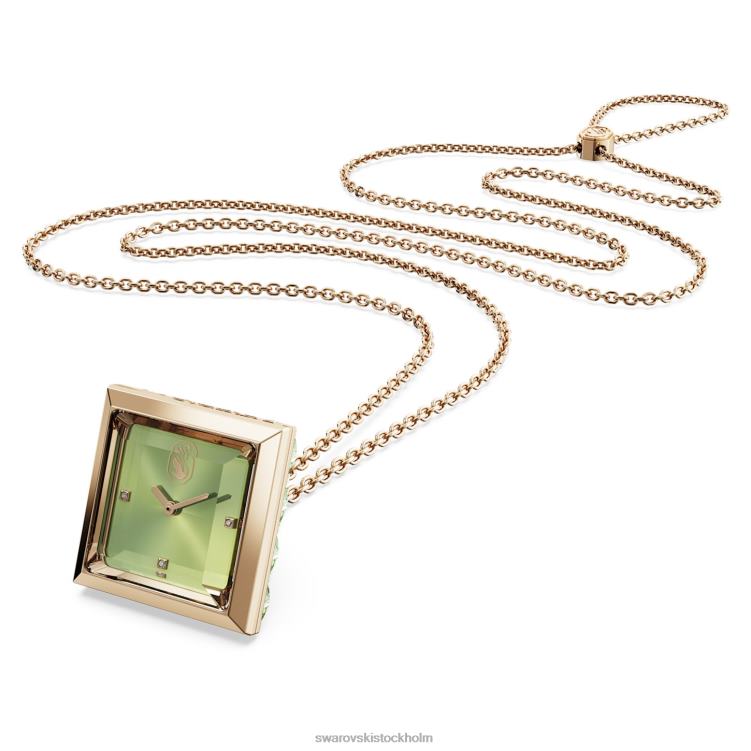Swarovski hängande klocka P28L224 Smycken triangelskuren, grön, champagneguldfärgad finish