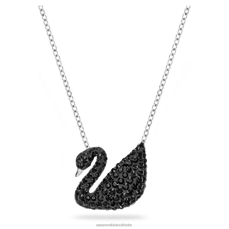 Swarovski ikoniskt svanhänge P28L179 Smycken svan, svart, rodiumpläterad