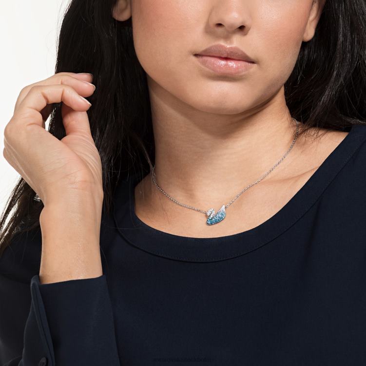 Swarovski ikoniskt svanhänge P28L181 Smycken svan, blå, rodiumpläterad