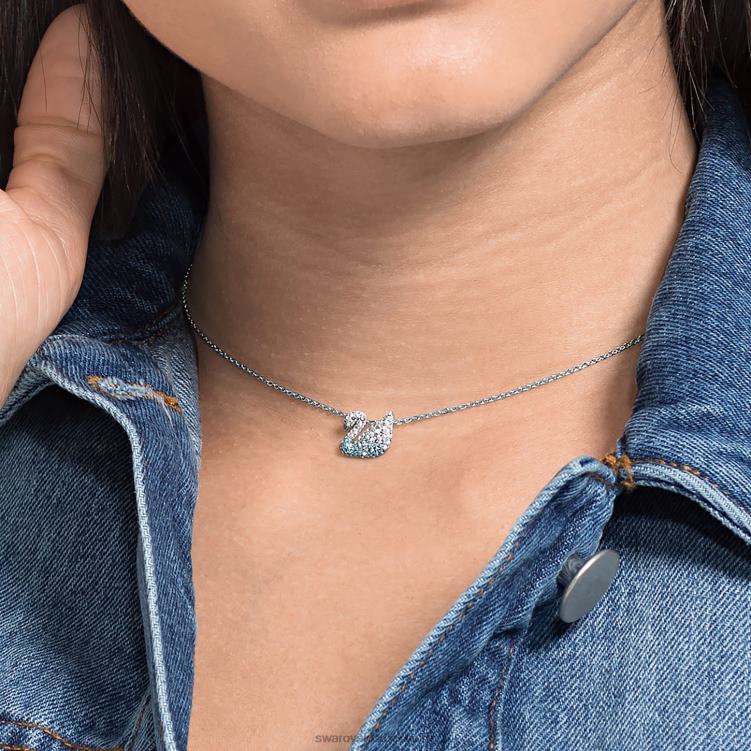 Swarovski ikoniskt svanhänge P28L198 Smycken svan, blå, rodiumpläterad