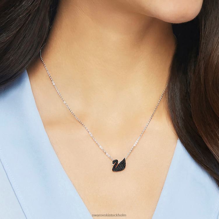 Swarovski ikoniskt svanhänge P28L201 Smycken svan, svart, rodiumpläterad