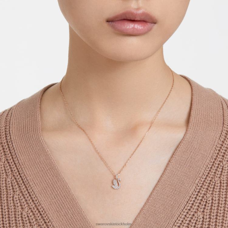 Swarovski ikoniskt svanhänge P28L252 Smycken svan, vit, roséguld pläterad
