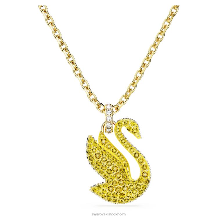 Swarovski ikoniskt svanhänge P28L257 Smycken svan, gul, guldfärgad
