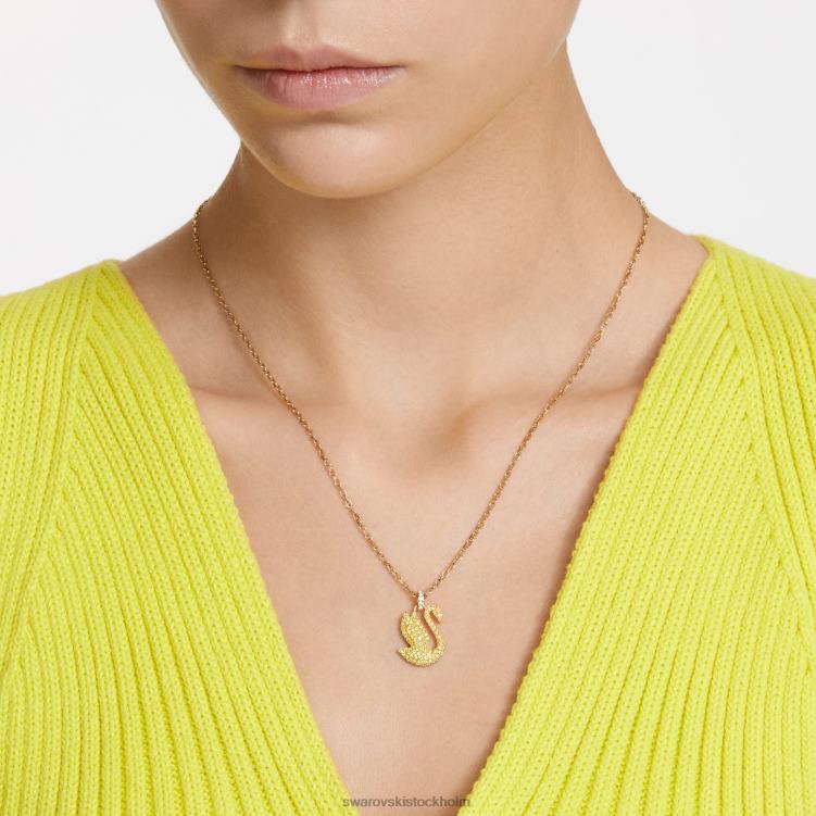 Swarovski ikoniskt svanhänge P28L257 Smycken svan, gul, guldfärgad