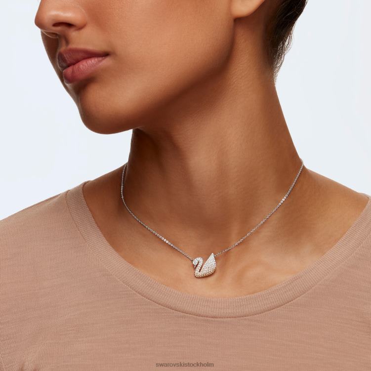 Swarovski ikoniskt svanhänge P28L334 Smycken svan, beige, rodiumpläterad