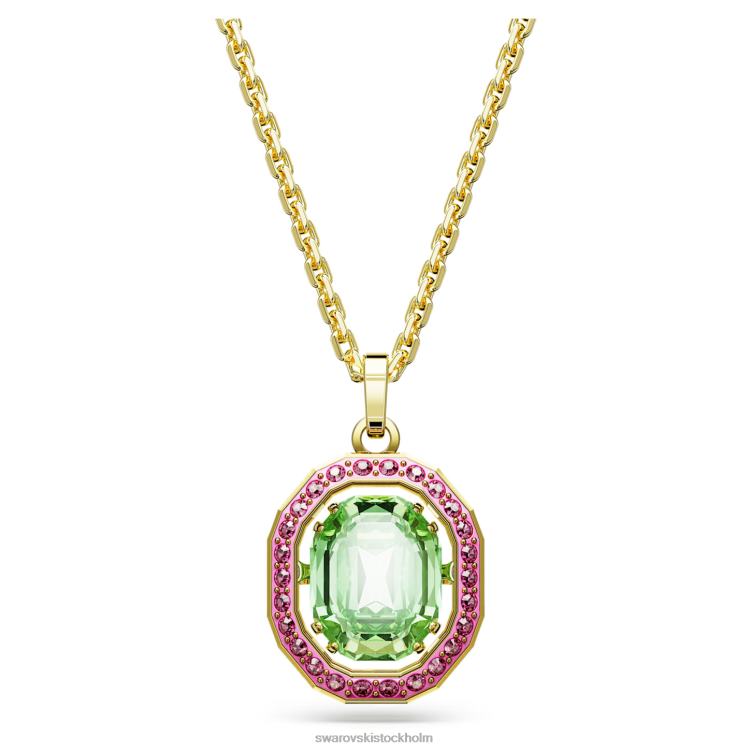 Swarovski kroma hänge P28L177 Smycken oktagonslipad, flerfärgad, guldfärgad
