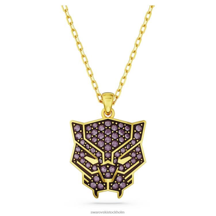 Swarovski marvel svart panterhänge P28L255 Smycken svart panter, lila, guldfärgad
