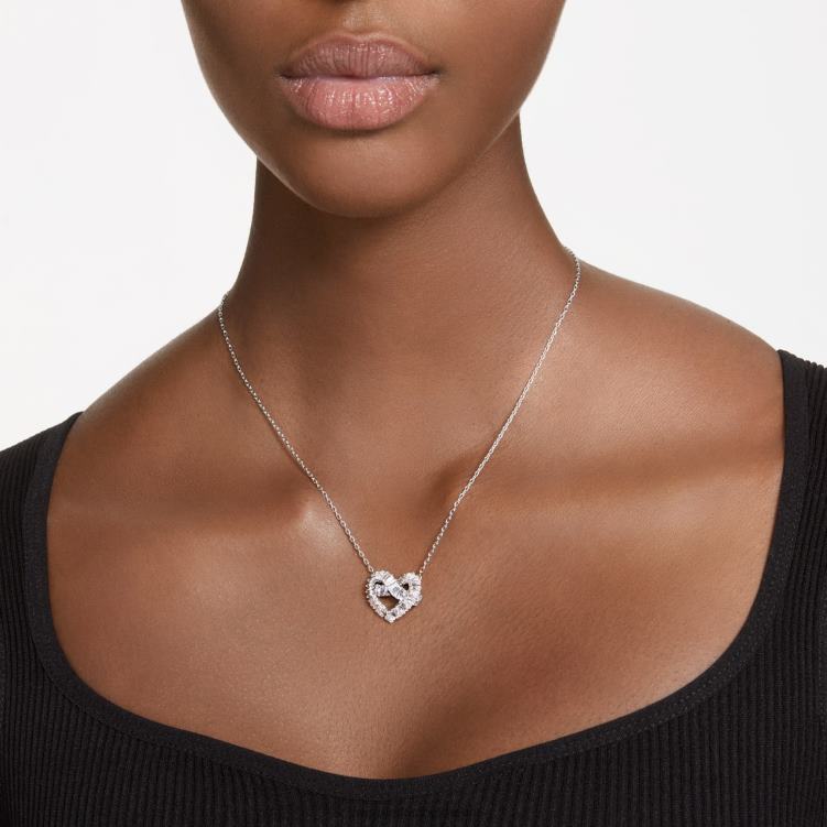 Swarovski matrishänge P28L242 Smycken blandade snitt, hjärta, vit, rodiumpläterad