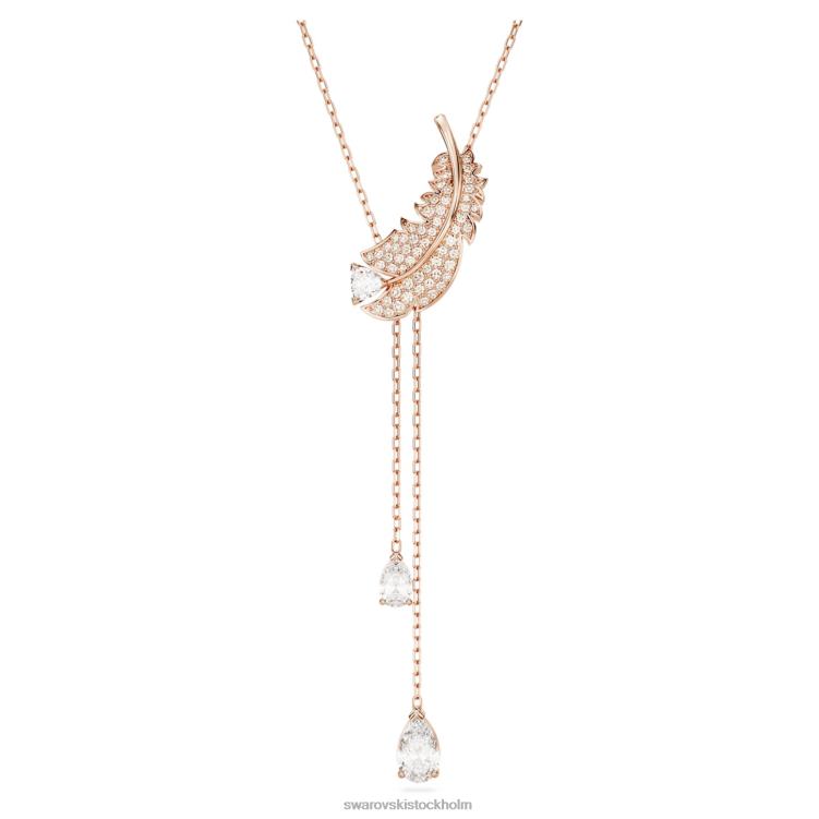 Swarovski snyggt hänge P28L279 Smycken fjäder, vit, roséguld pläterad