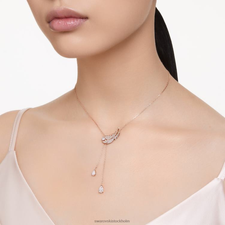 Swarovski snyggt hänge P28L279 Smycken fjäder, vit, roséguld pläterad