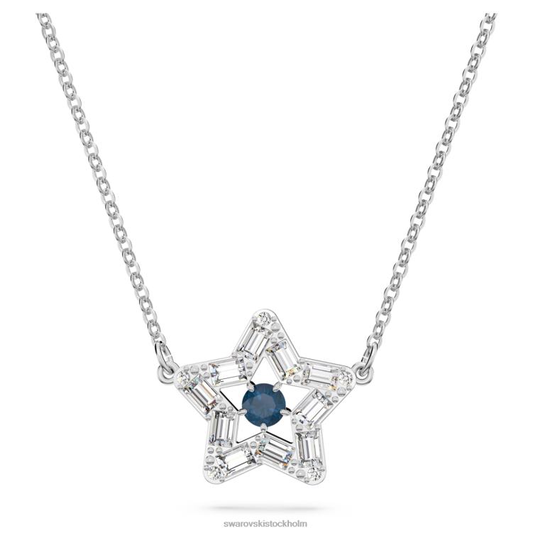 Swarovski stella hänge P28L225 Smycken blandade snitt, stjärna, blå, rodiumpläterad