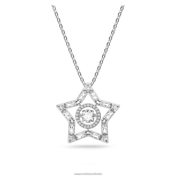 Swarovski stella hänge P28L244 Smycken blandade snitt, stjärna, vit, rodiumpläterad