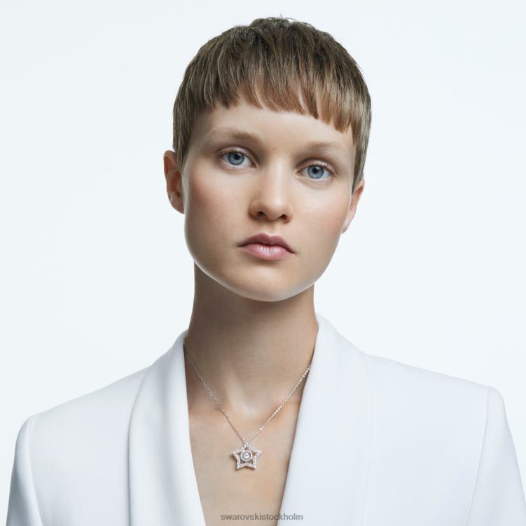 Swarovski stella hänge P28L244 Smycken blandade snitt, stjärna, vit, rodiumpläterad
