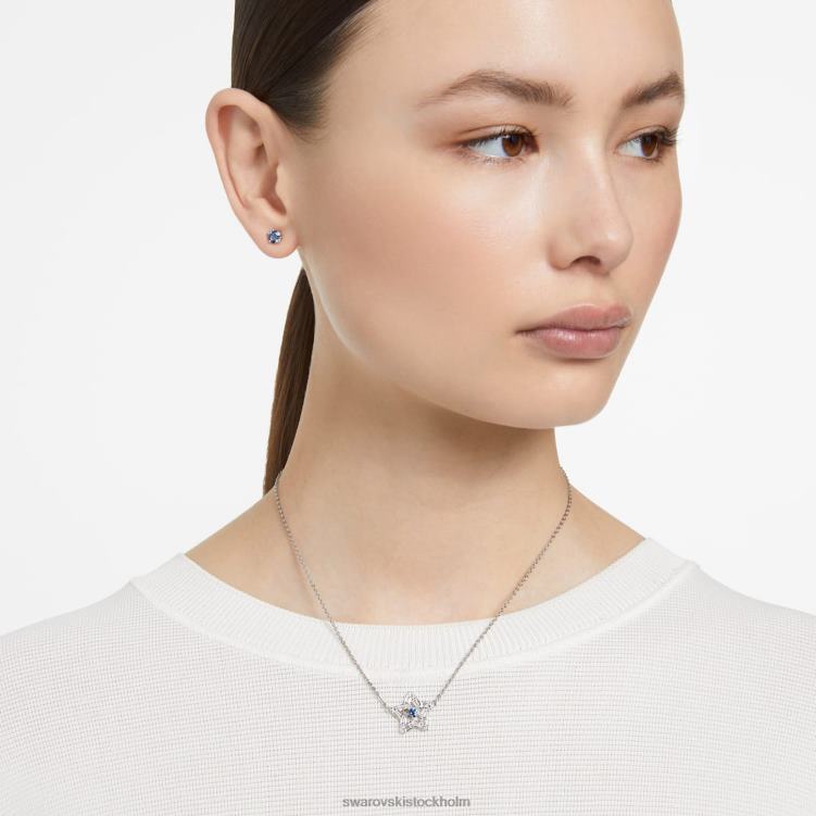 Swarovski stella hänge P28L300 Smycken blandade snitt, stjärna, blå, rodiumpläterad