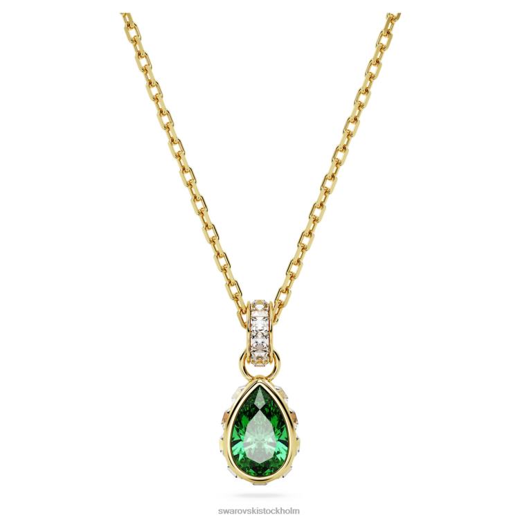 Swarovski stilla hänge P28L329 Smycken päronslipad, grön, guldfärgad