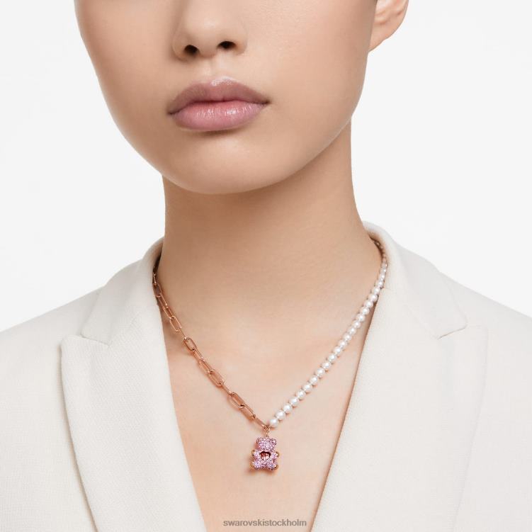Swarovski teddyhänge P28L273 Smycken björn, rosa, roséguld pläterad