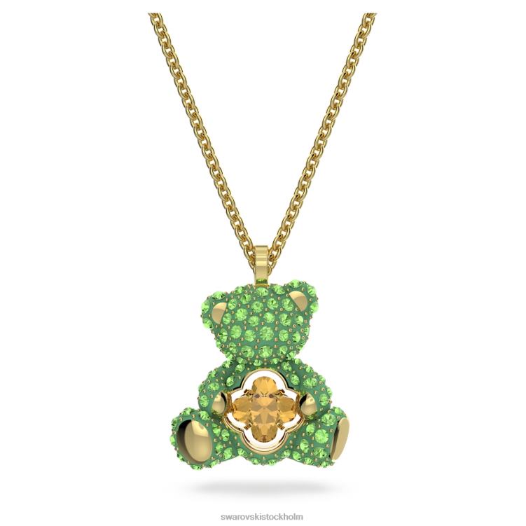 Swarovski teddyhänge P28L325 Smycken björn, grön, guldfärgad