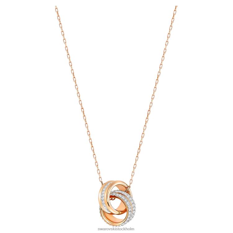 Swarovski ytterligare hänge P28L189 Smycken bana, sammanflätade cirklar, vit, roséguld pläterad
