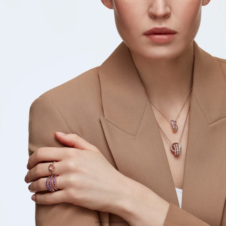 Swarovski ytterligare hänge P28L197 Smycken sammanflätade cirklar, vit, roséguld pläterad