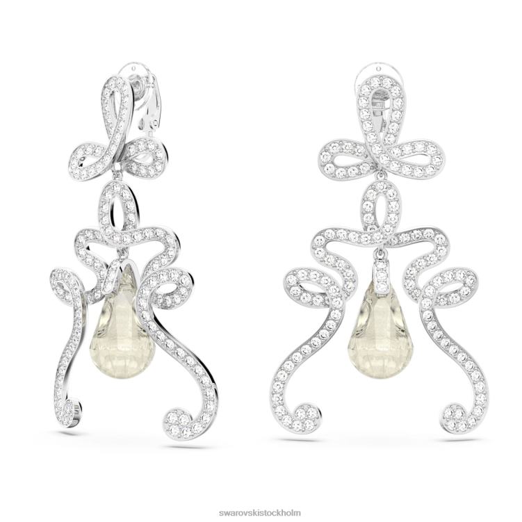 Swarovski fluenta clip örhängen P28L956 Smycken återantända kristaller, vita, rodiumpläterade