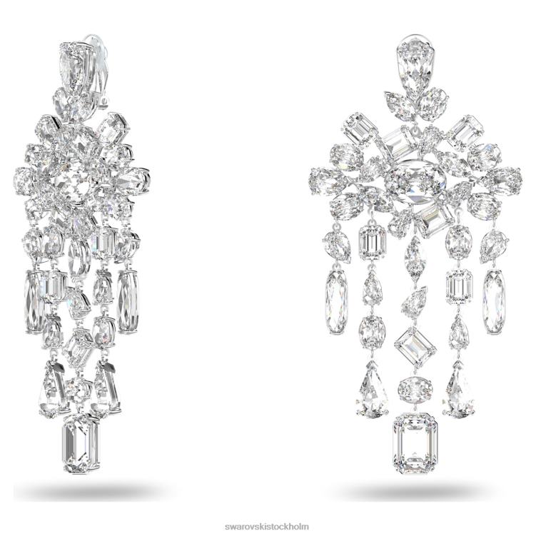 Swarovski gema clip örhängen P28L941 Smycken blandade snitt, ljuskrona, vit, rodiumpläterad