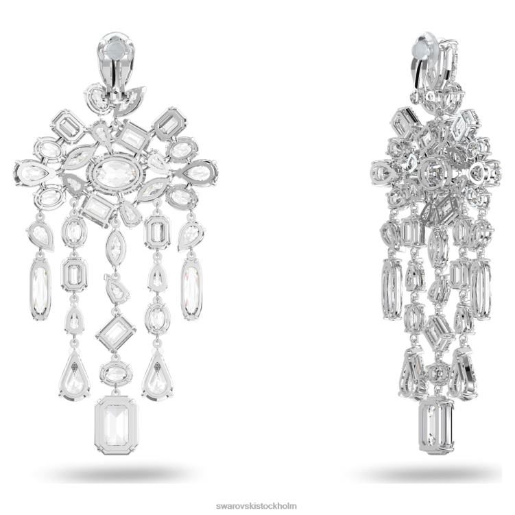 Swarovski gema clip örhängen P28L941 Smycken blandade snitt, ljuskrona, vit, rodiumpläterad