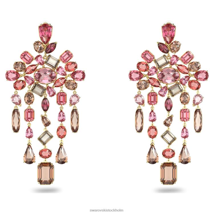 Swarovski gema clip örhängen P28L945 Smycken blandade snitt, ljuskrona, flerfärgad, guldfärgad