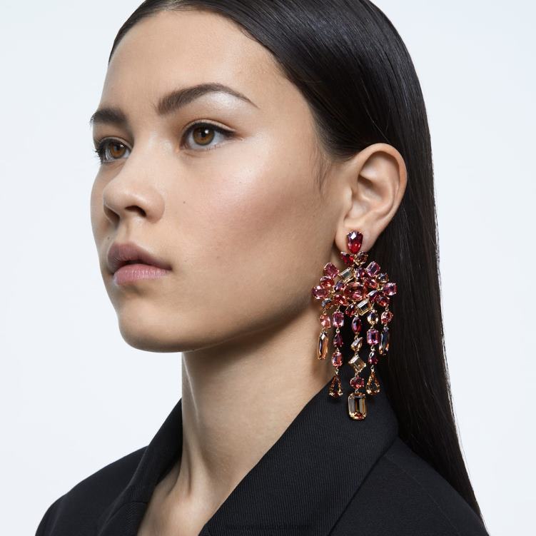 Swarovski gema clip örhängen P28L945 Smycken blandade snitt, ljuskrona, flerfärgad, guldfärgad