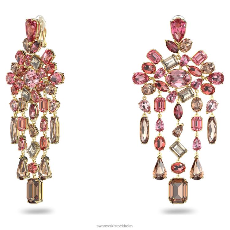 Swarovski gema clip örhängen P28L945 Smycken blandade snitt, ljuskrona, flerfärgad, guldfärgad